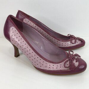 Gianni Bini Two Toned Bow Vamp Round Toe Pink Heels Size 8M